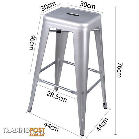 Set of 2 Steel Kitchen Bar Stool 76cm Metallic Silver