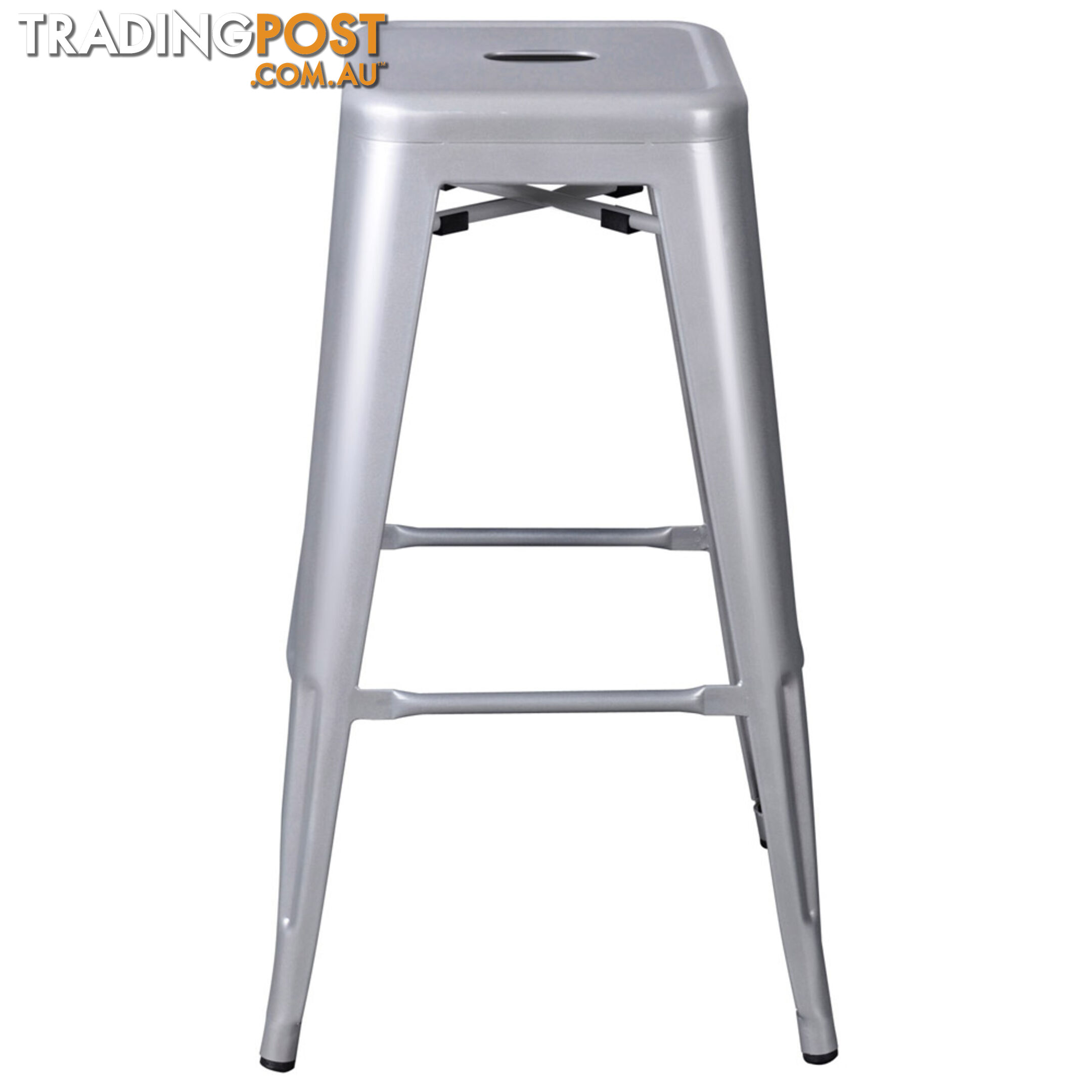 Set of 2 Steel Kitchen Bar Stool 76cm Metallic Silver