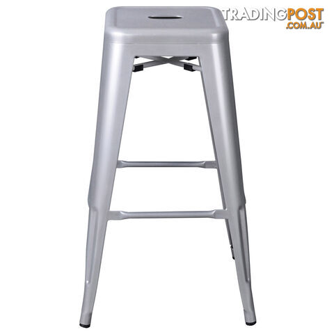 Set of 2 Steel Kitchen Bar Stool 76cm Metallic Silver