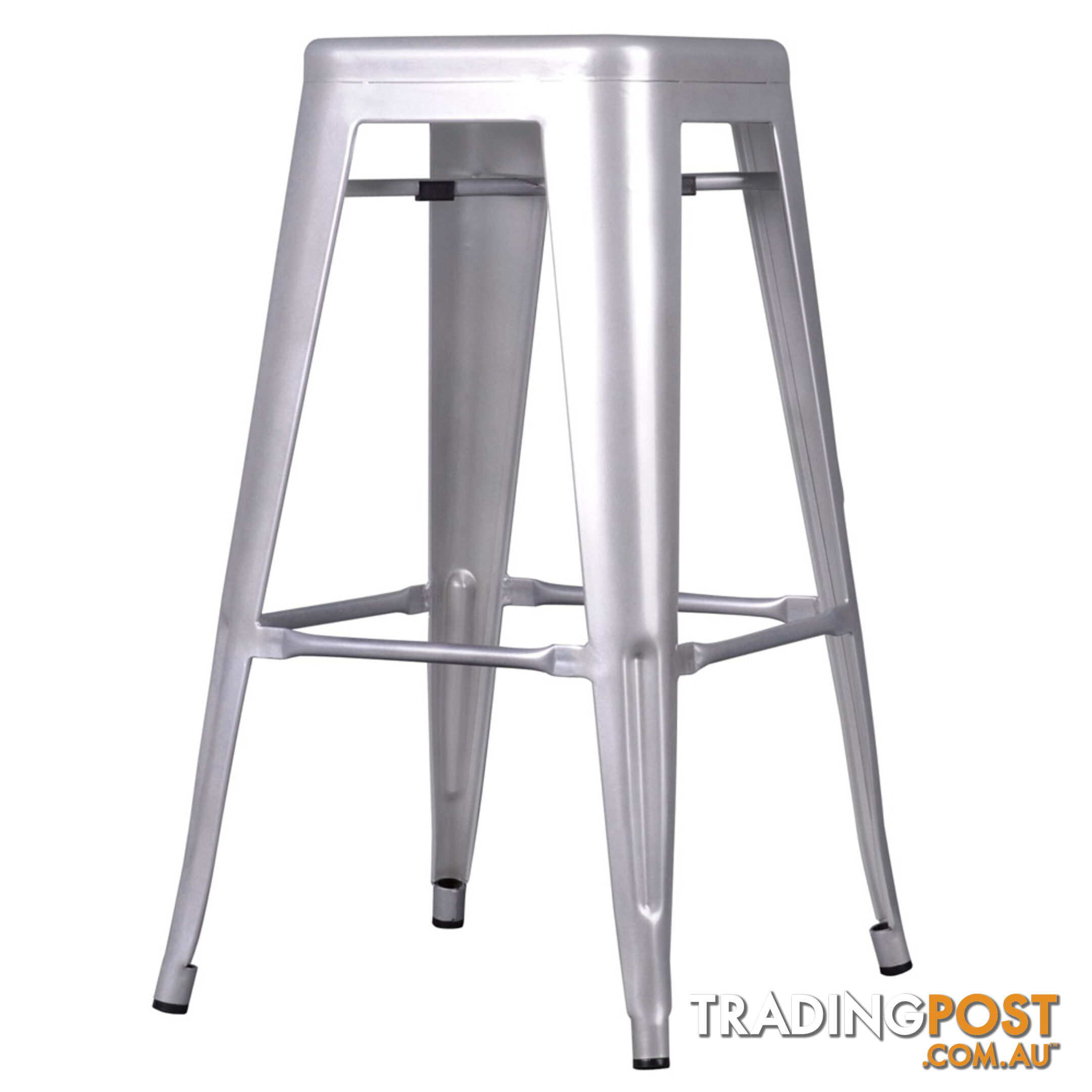 Set of 2 Steel Kitchen Bar Stool 76cm Metallic Silver