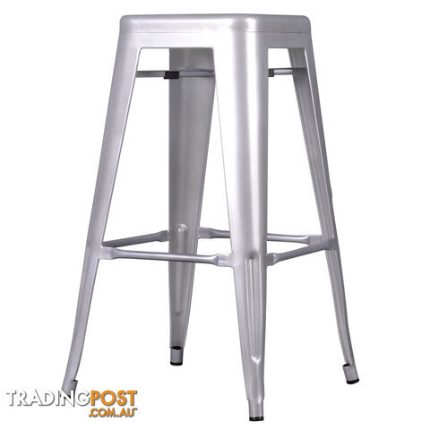 Set of 2 Steel Kitchen Bar Stool 76cm Metallic Silver