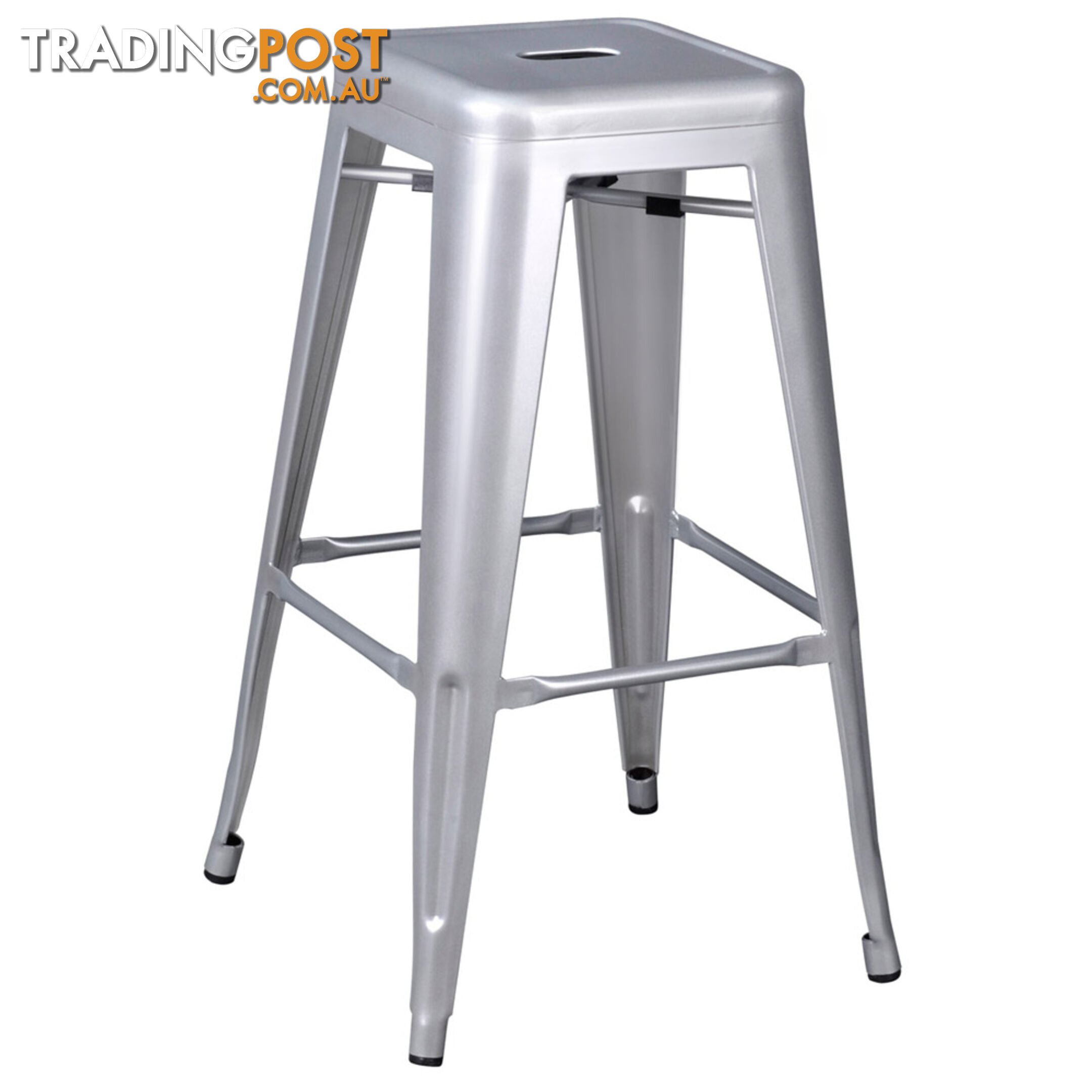 Set of 2 Steel Kitchen Bar Stool 76cm Metallic Silver