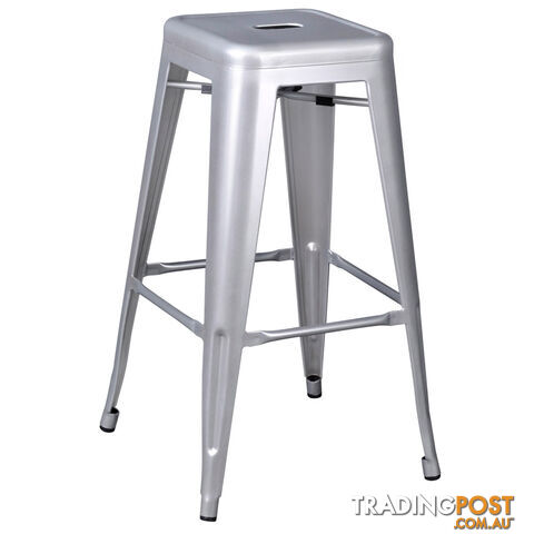 Set of 2 Steel Kitchen Bar Stool 76cm Metallic Silver