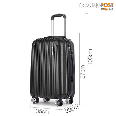 Set of 3 Hard Shell Travel Luggage with TSA Lock - Black