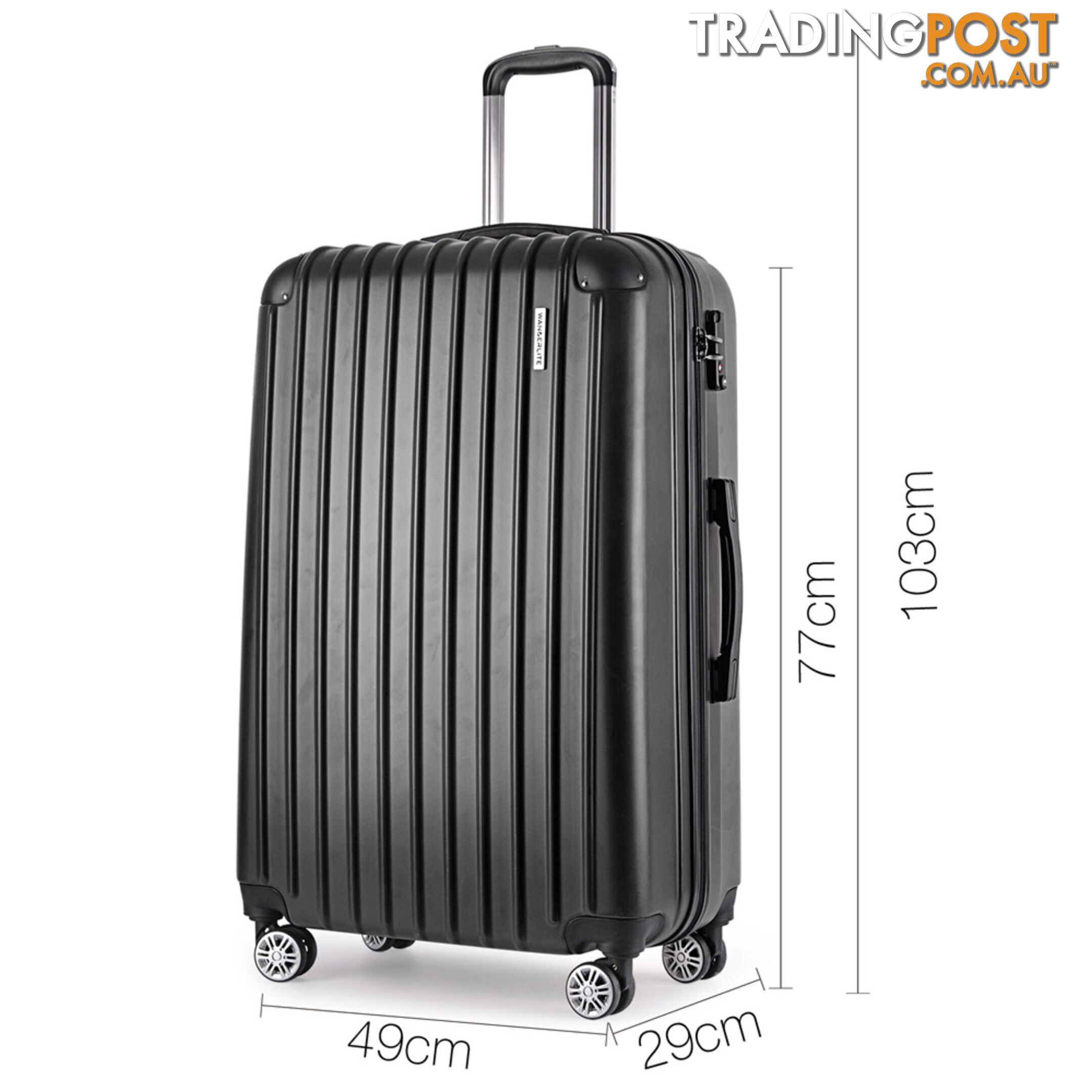 Set of 3 Hard Shell Travel Luggage with TSA Lock - Black