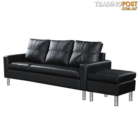 4 Seater PU Leather Sofa Modular Lounge Suite Black