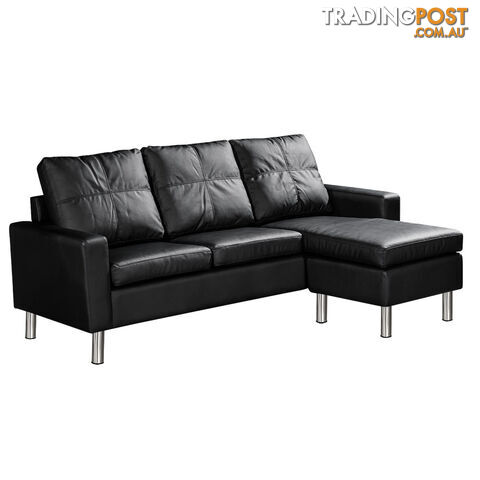 4 Seater PU Leather Sofa Modular Lounge Suite Black