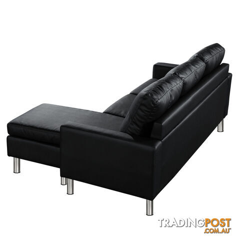 4 Seater PU Leather Sofa Modular Lounge Suite Black