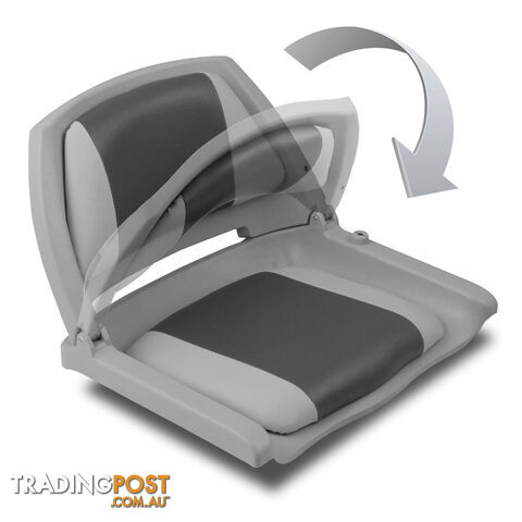 Set of 2 Swivel Folding Marine Boat Seats Grey Charcoal