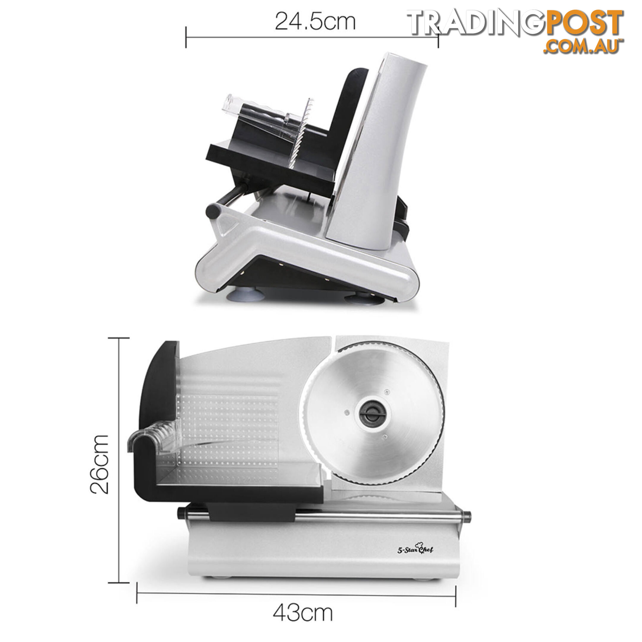 150W  Meat Slicer with Stainless Steel Blade - Silver