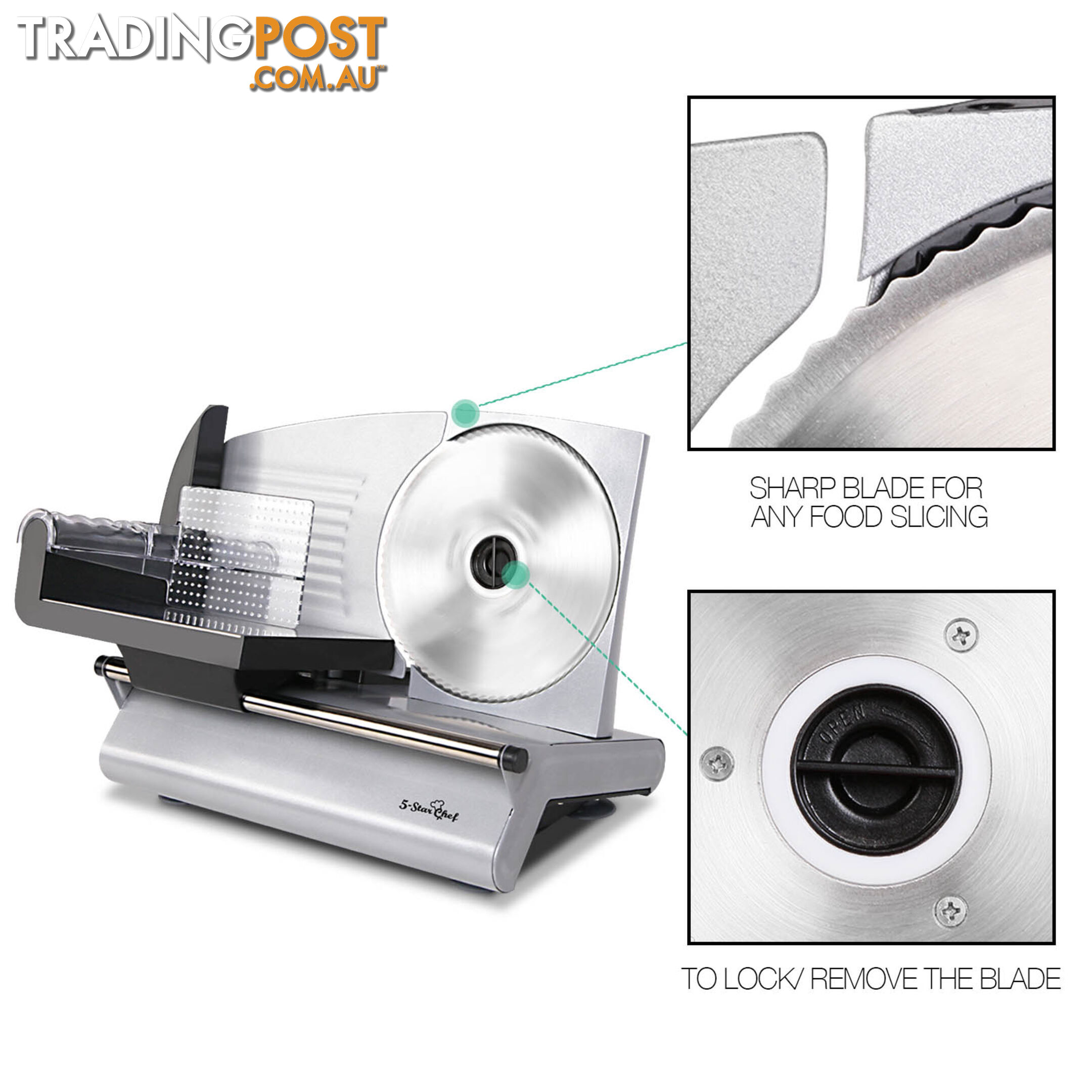 150W  Meat Slicer with Stainless Steel Blade - Silver