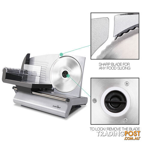 150W  Meat Slicer with Stainless Steel Blade - Silver