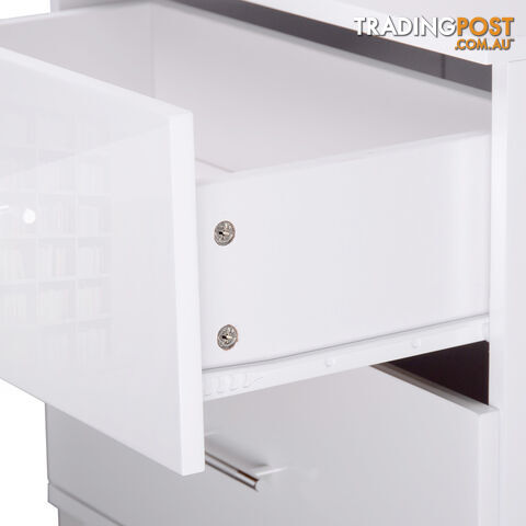 High Gloss Two Drawers Bedside Table Cabinet Lamp Unit White