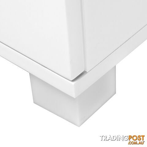 High Gloss Two Drawers Bedside Table Cabinet Lamp Unit White