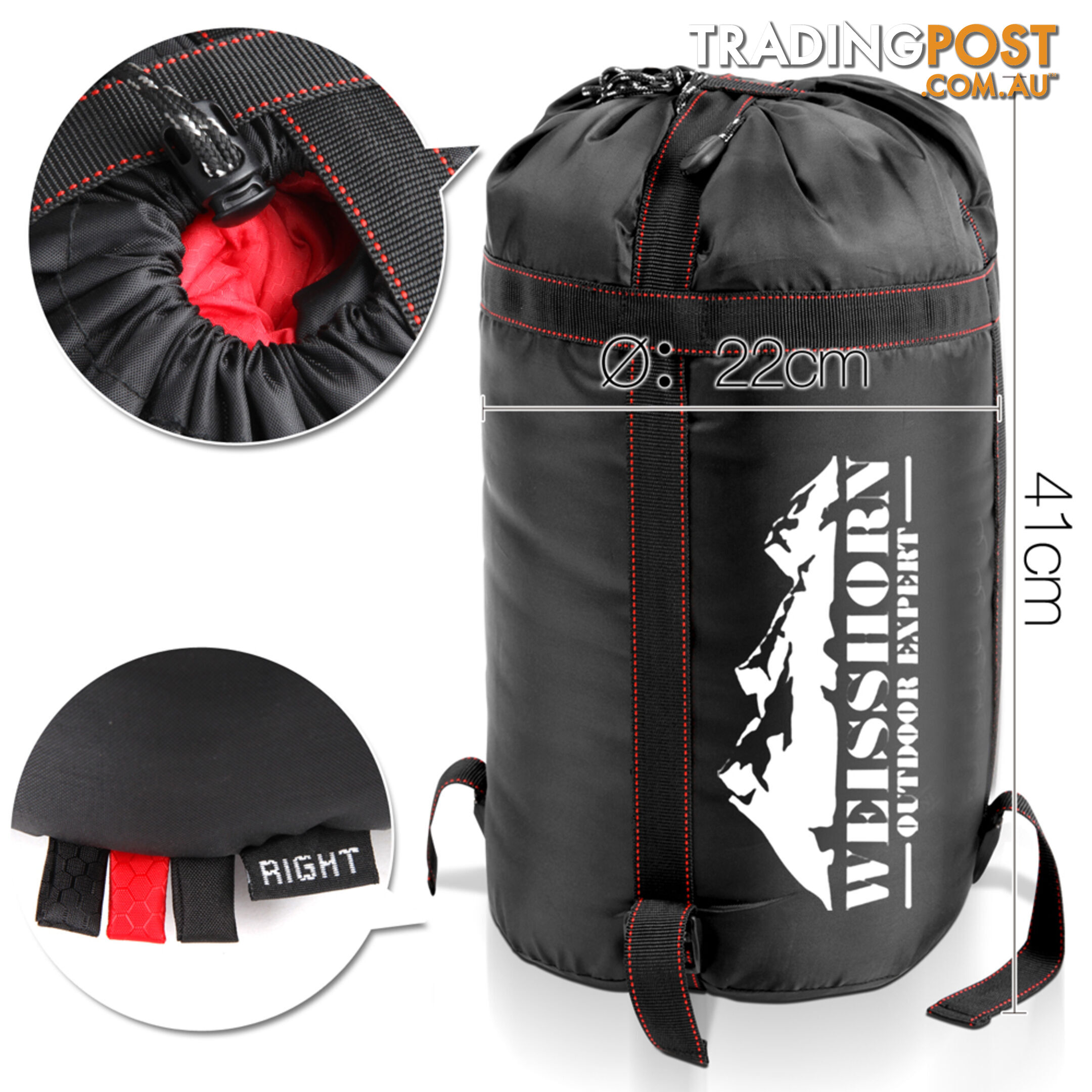 Camping Envelope Sleeping Bag Single Red Black
