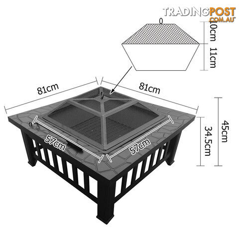Outdoor Fire Pit BBQ Table Grill Fireplace Stone Pattern - photo 2 of 7