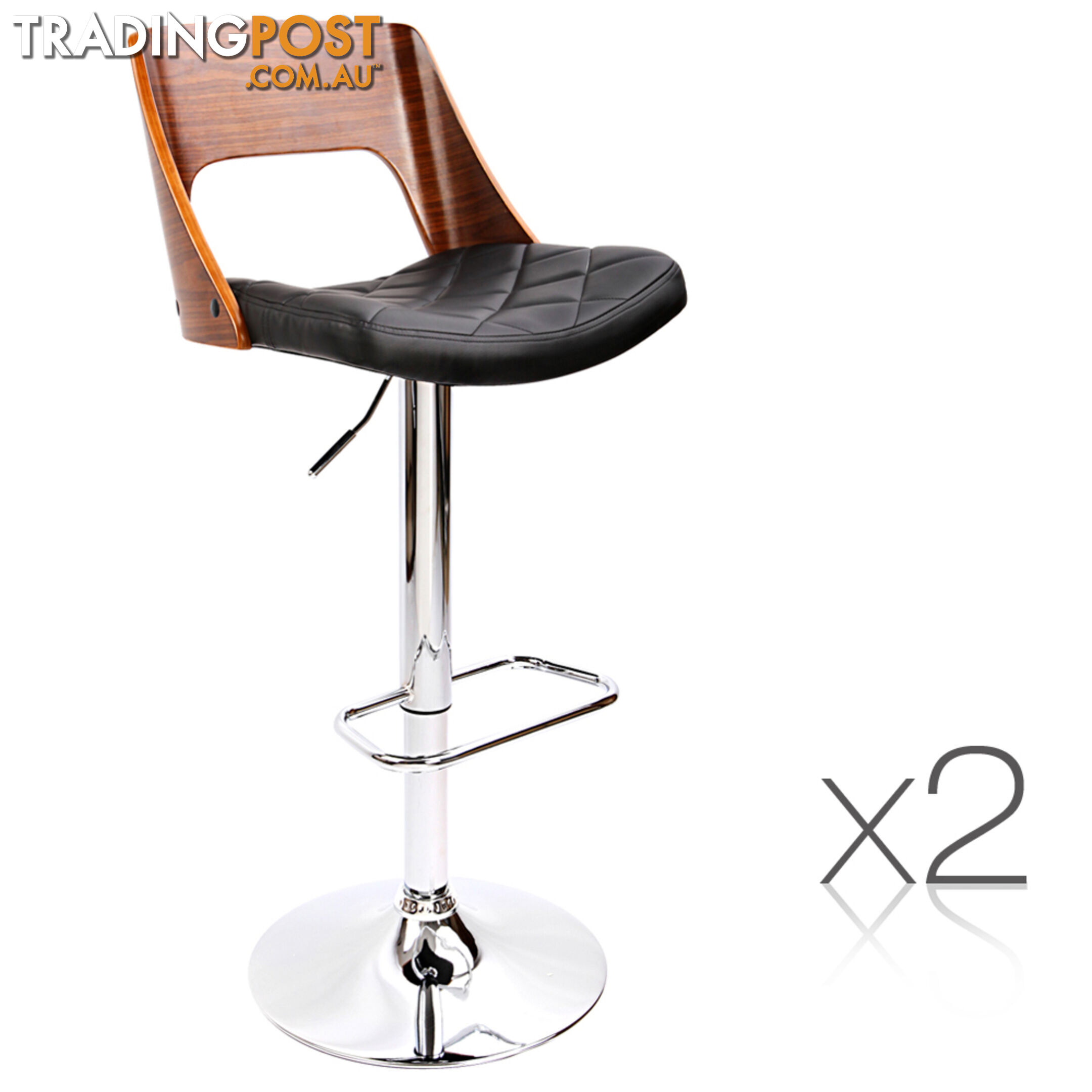 Set of 2 Wooden Bar Stools