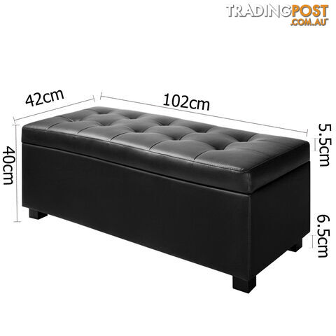 Large Ottoman PU Leather Chest Storage Box Foot Stool Black - photo 2 of 9