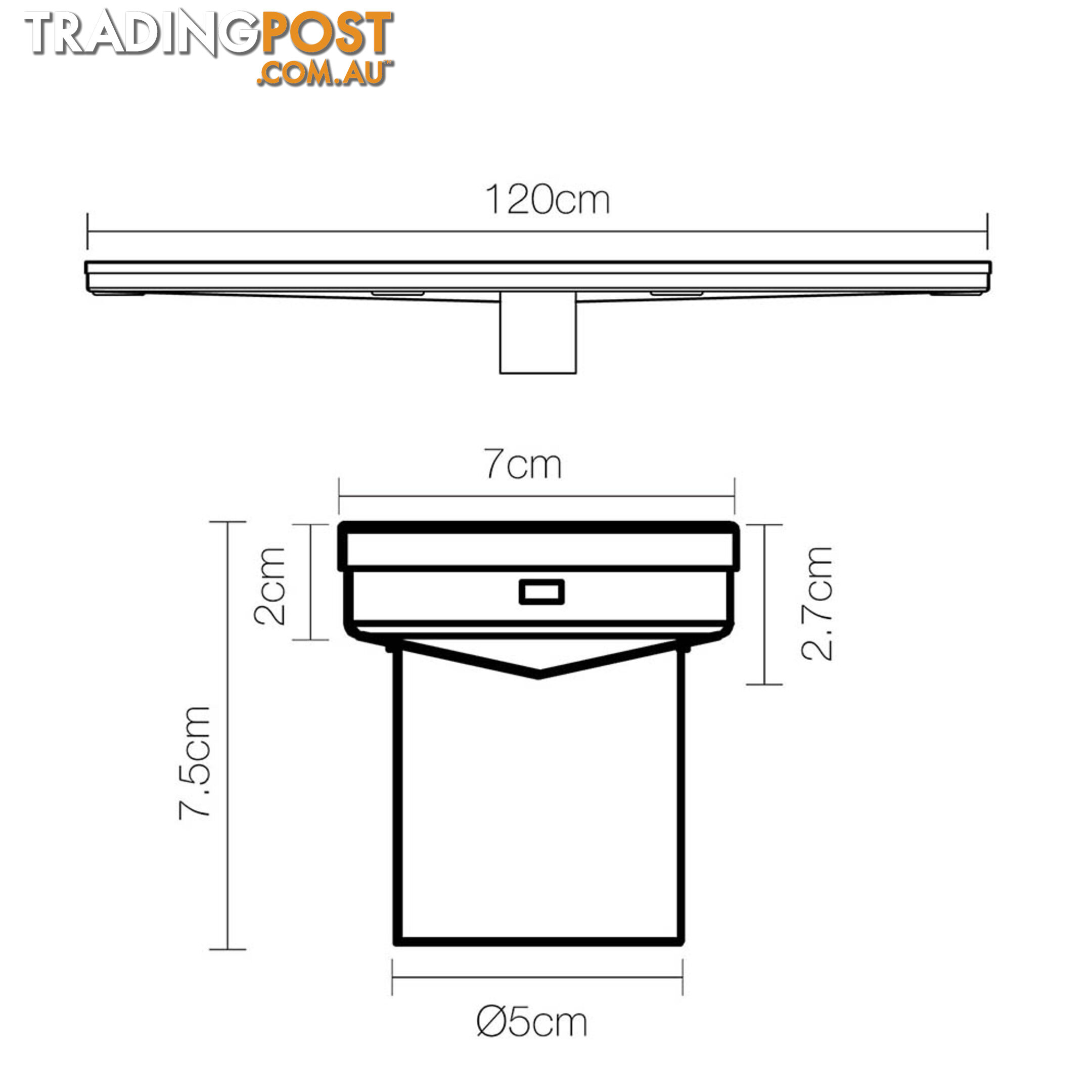 Tile Insert Stainless Steel Shower Grate Drain Floor Bathroom 1200mm