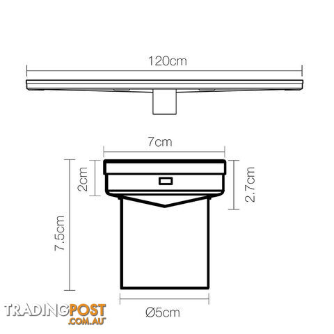 Tile Insert Stainless Steel Shower Grate Drain Floor Bathroom 1200mm