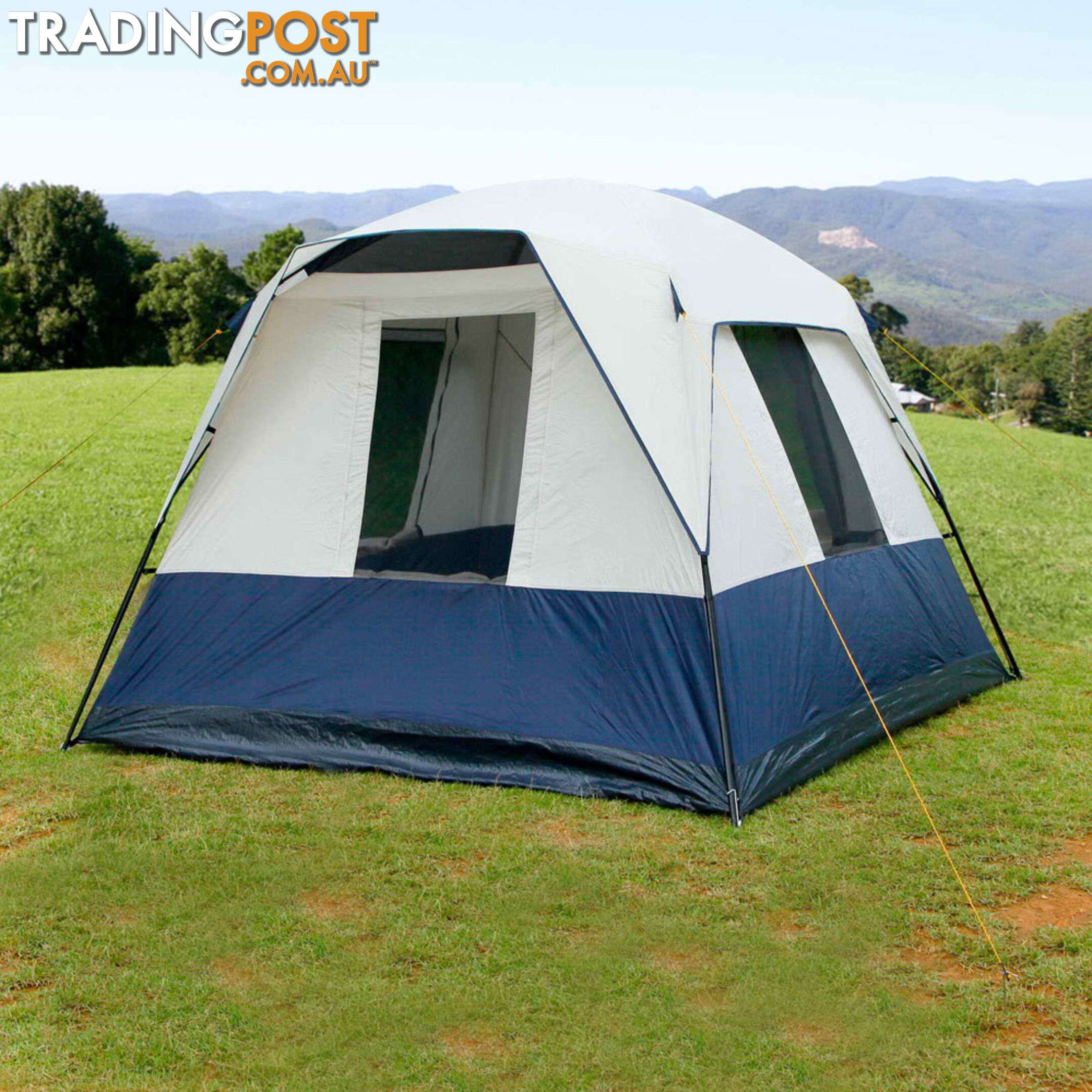 4 Person Family Camping Tent Navy Grey