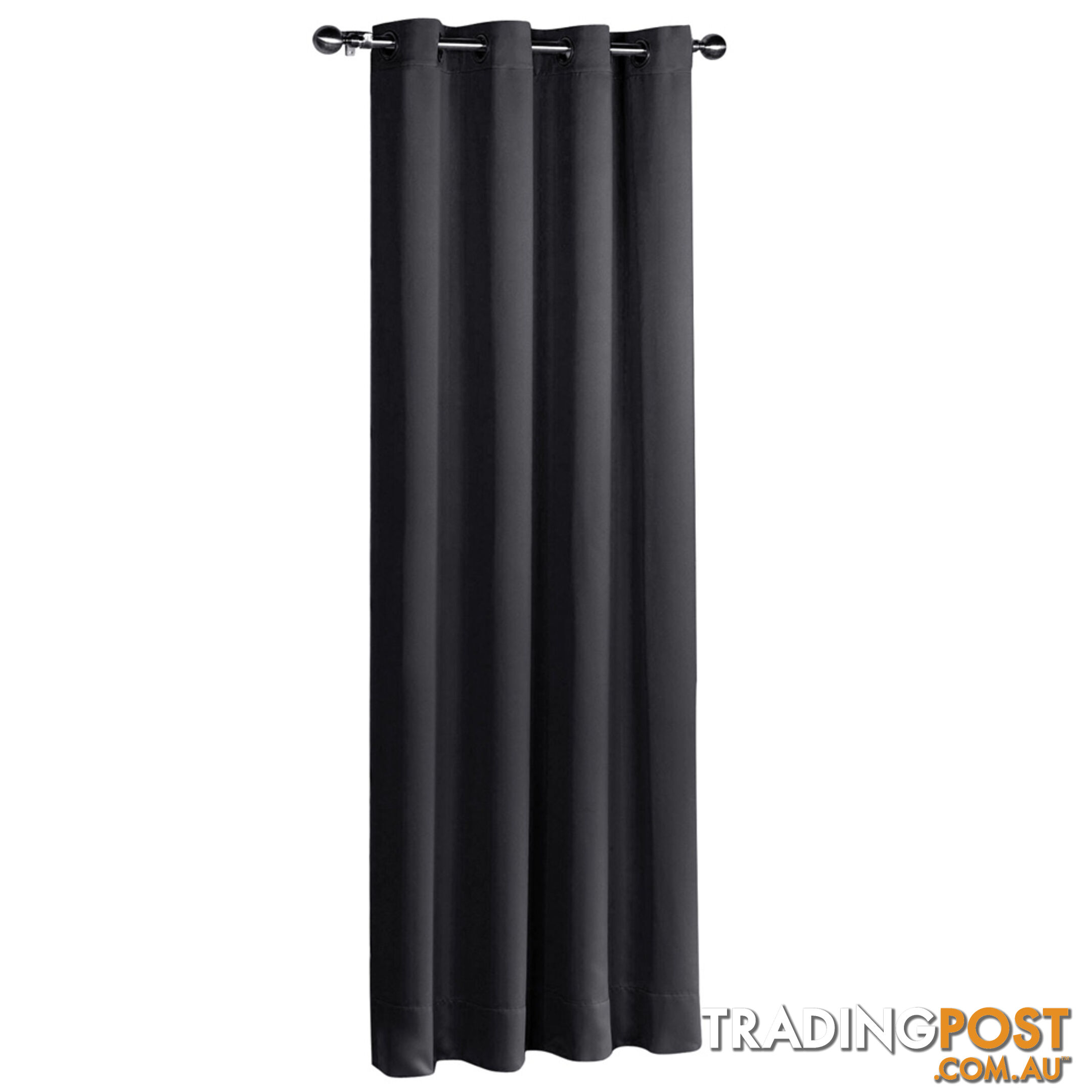 ArtQueen 3 Pass Eyelet Blockout Curtain Black 180cm