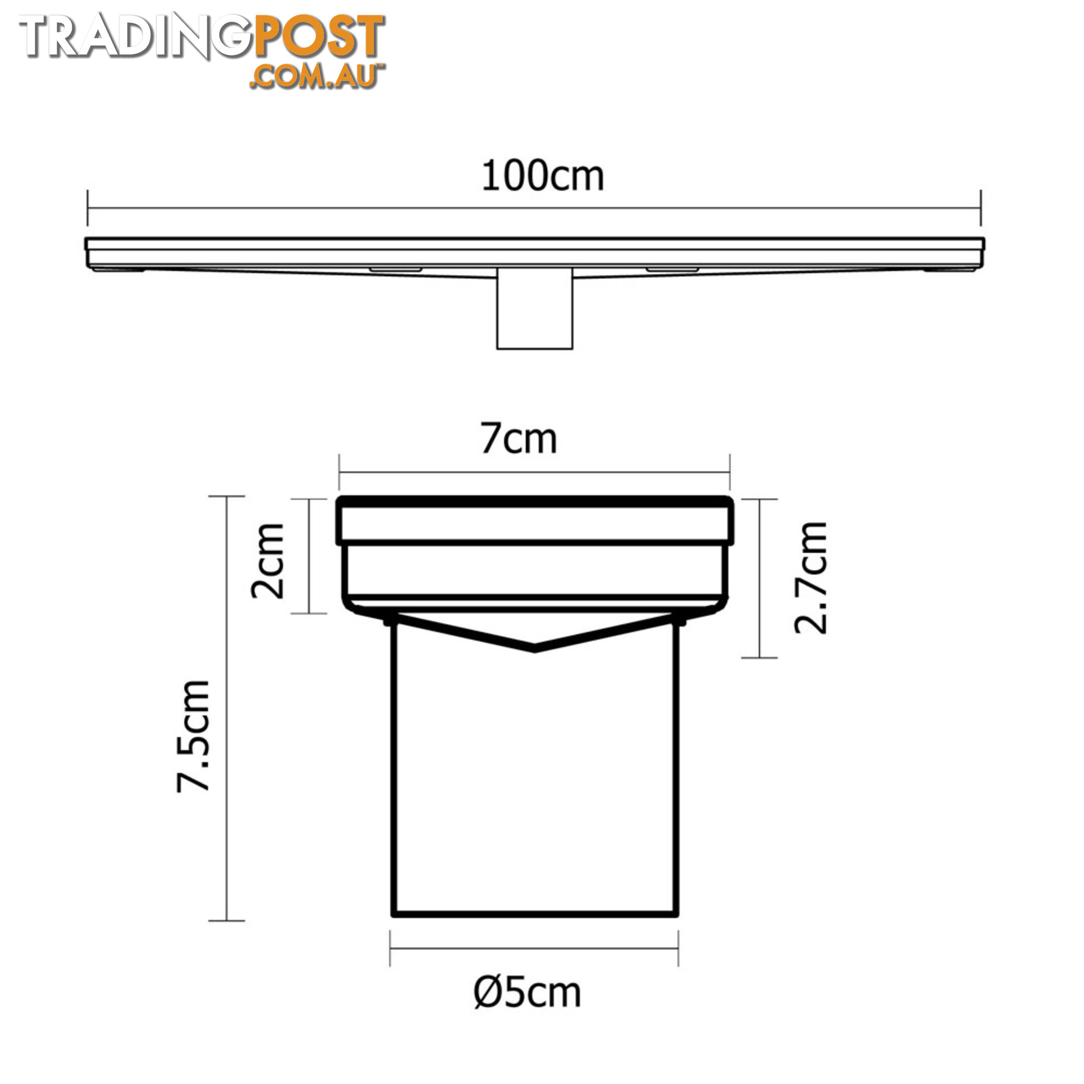 Square Stainless Steel Shower Grate Drain Floor Bathroom 1000mm