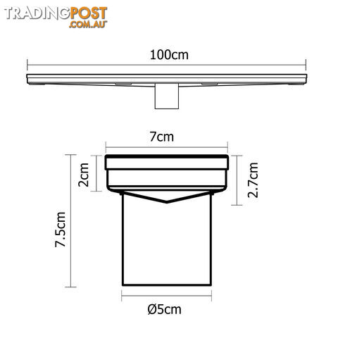 Square Stainless Steel Shower Grate Drain Floor Bathroom 1000mm