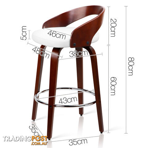Set of 2 Cherry Wood Bar Stools with Chrome Footrest - photo 2 of 11