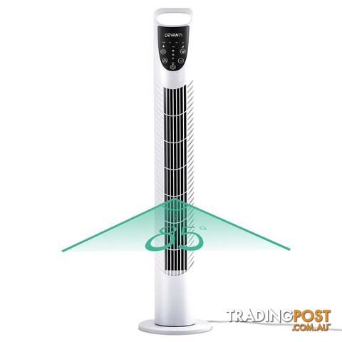 3 Speed Tower Fan  with Remote Control - White