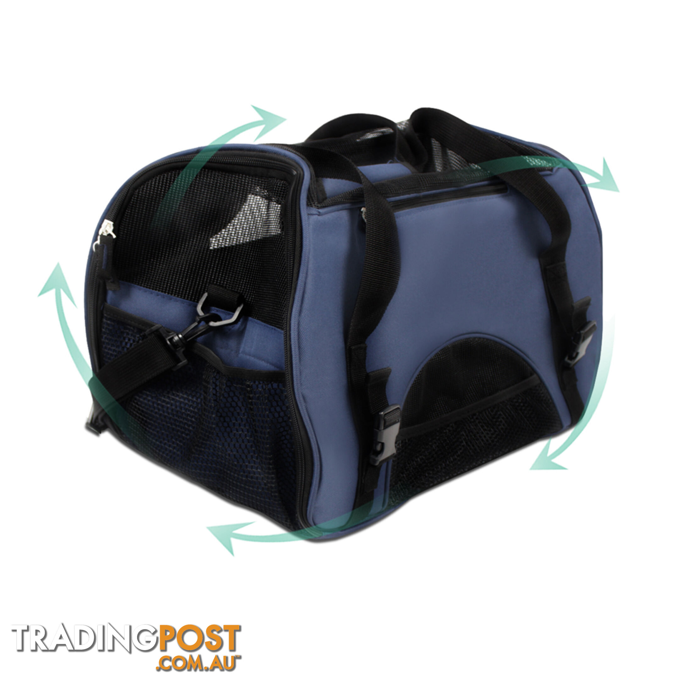 Portable Pet Carrier with Safety Leash - Blue