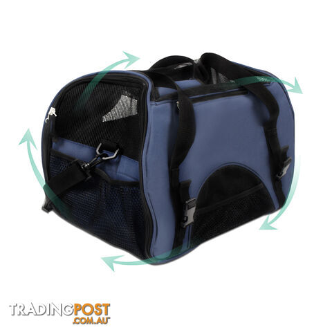 Portable Pet Carrier with Safety Leash - Blue