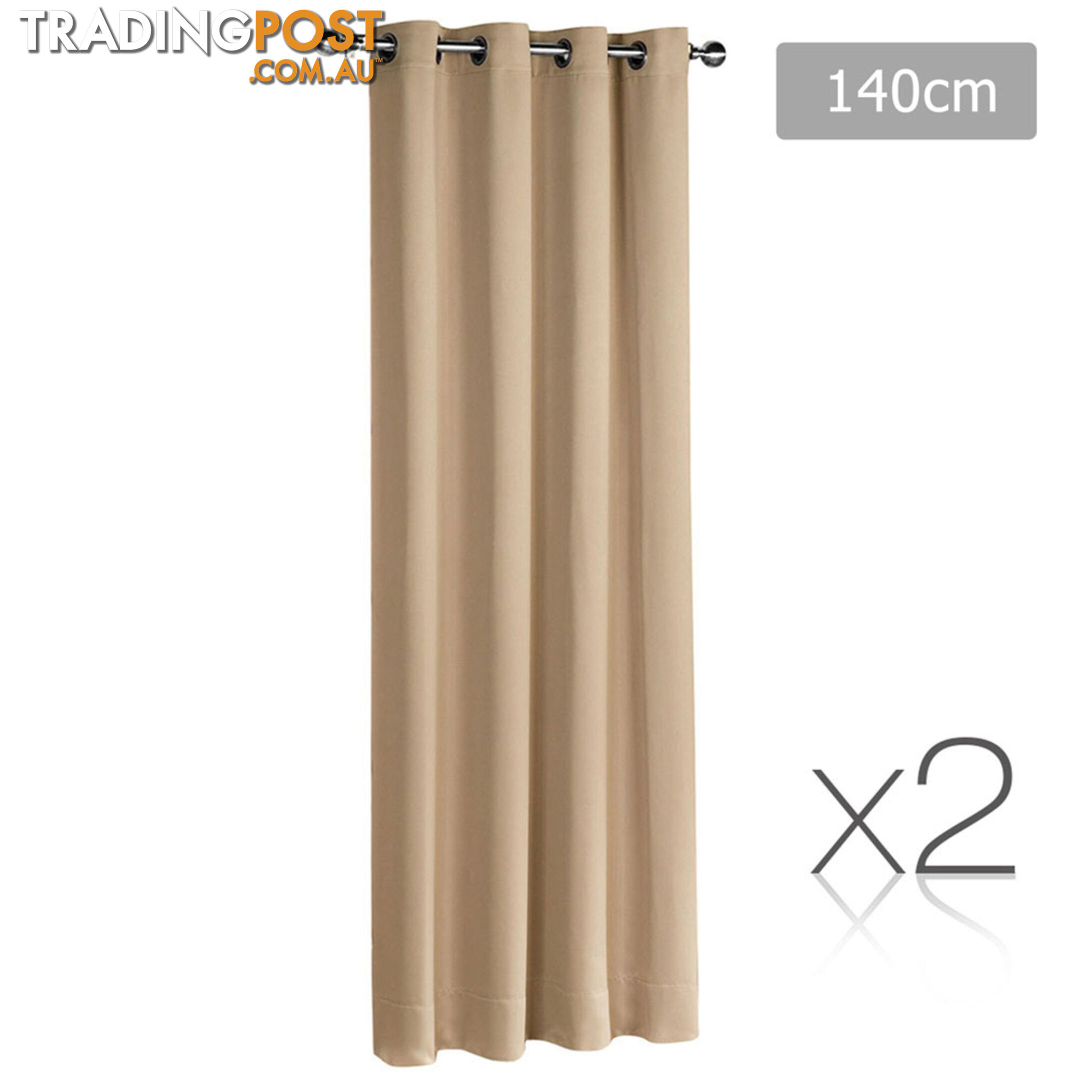 Set of 2 ArtQueen 3 Pass Eyelet Blockout Curtain Latte 140cm