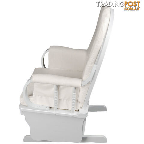 Baby Breast Feeding Sliding Glider Chair w/ Ottoman White