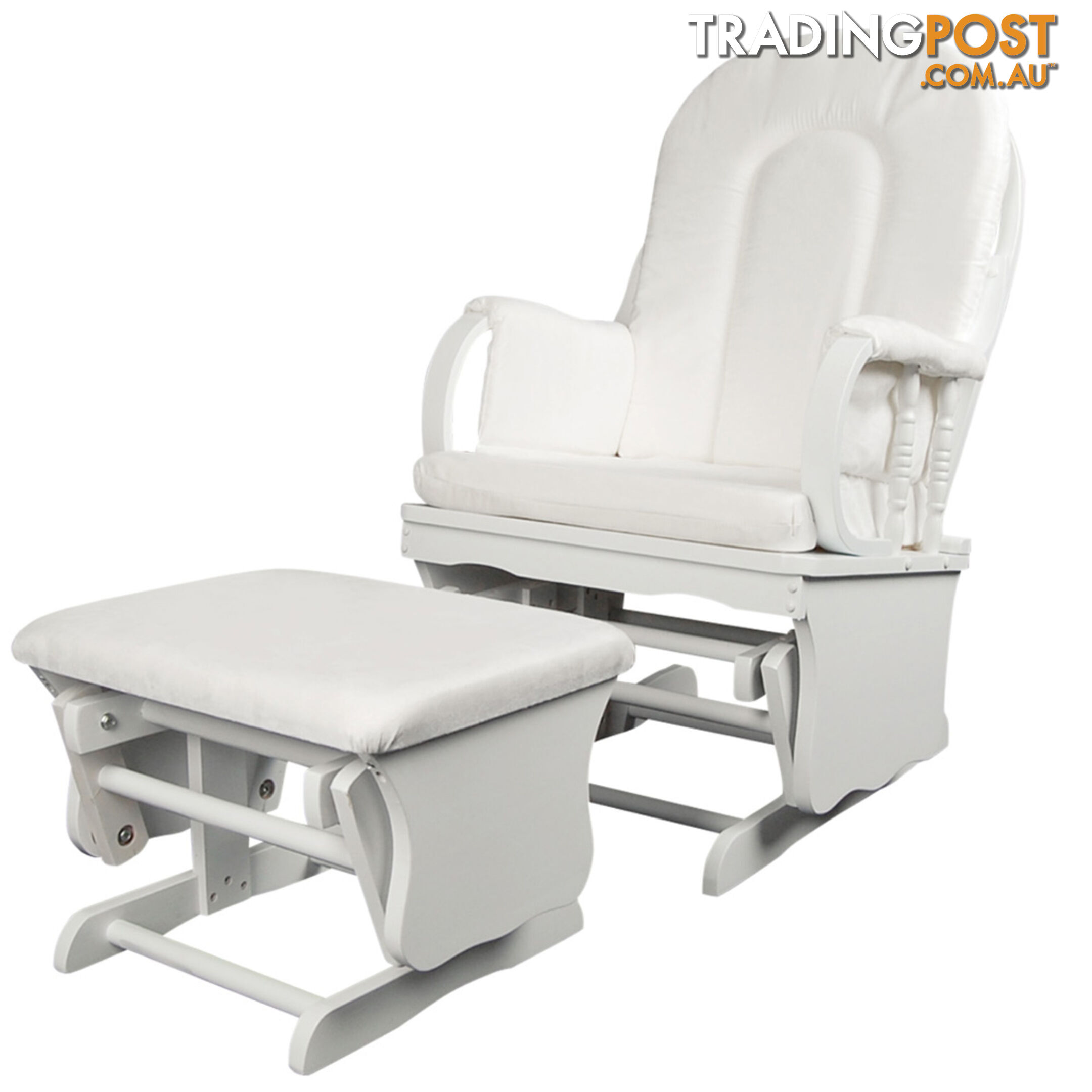 Baby Breast Feeding Sliding Glider Chair w/ Ottoman White