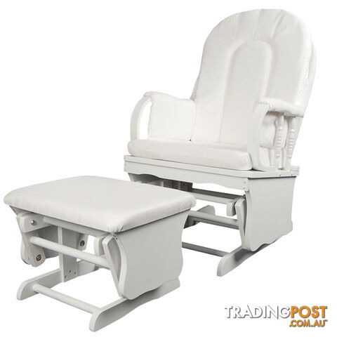 Baby Breast Feeding Sliding Glider Chair w/ Ottoman White