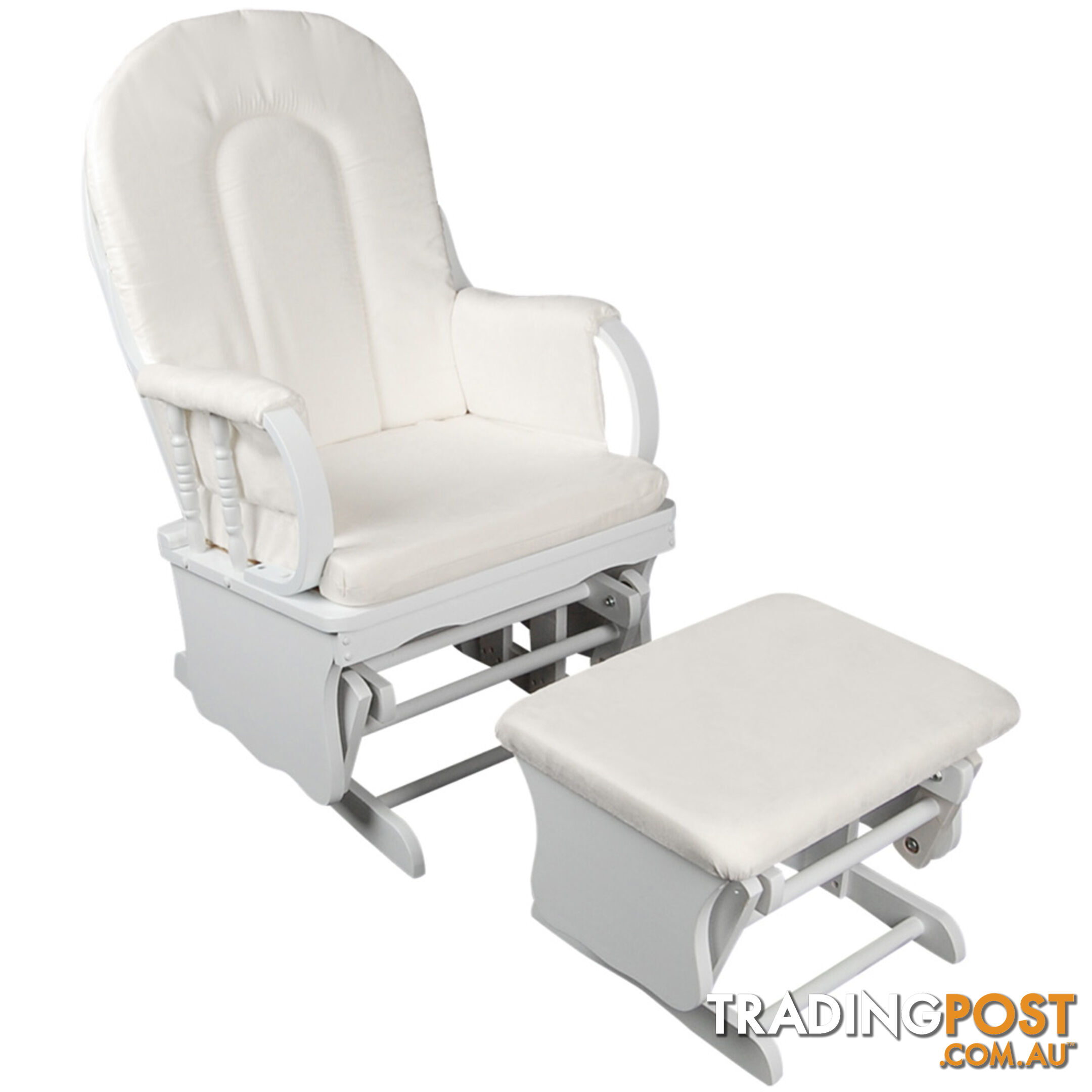 Baby Breast Feeding Sliding Glider Chair w/ Ottoman White