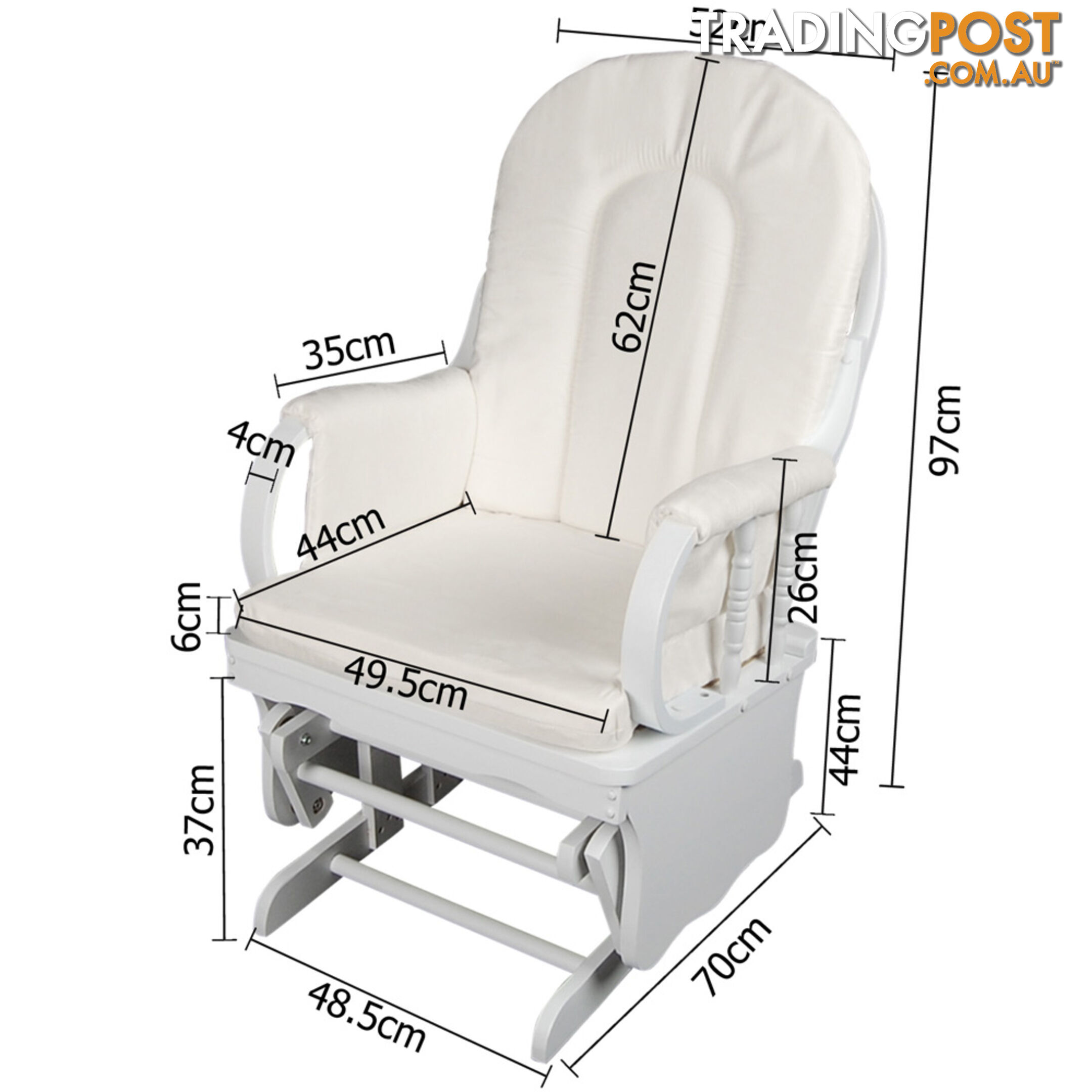 Baby Breast Feeding Sliding Glider Chair w/ Ottoman White