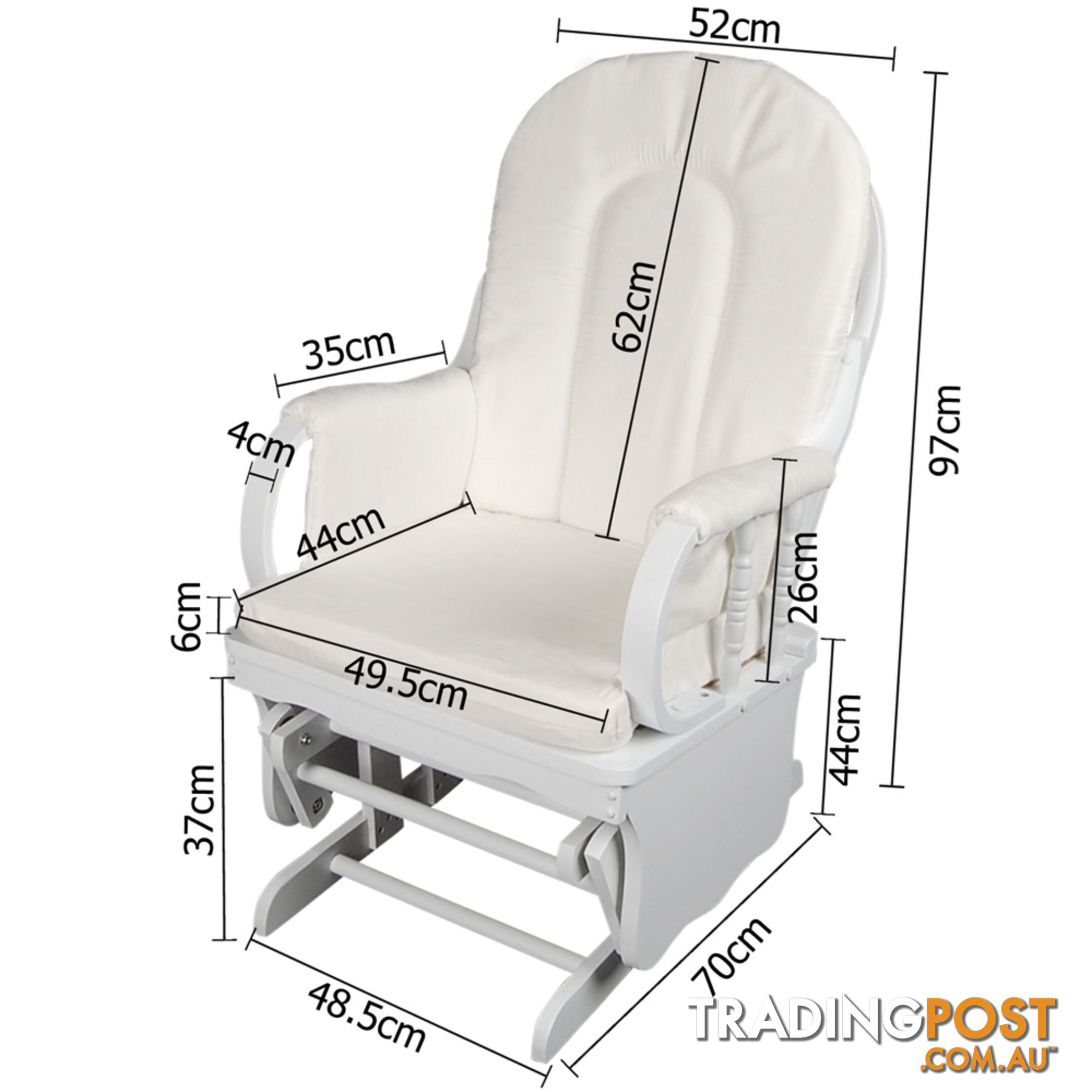 Baby Breast Feeding Sliding Glider Chair w/ Ottoman White