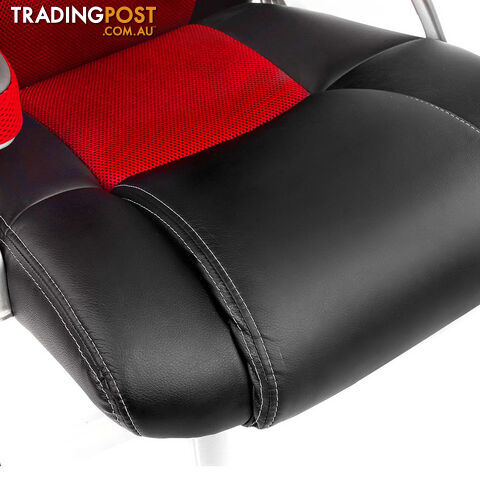 PU Leather & Mesh Racing Style Office Chair - Red