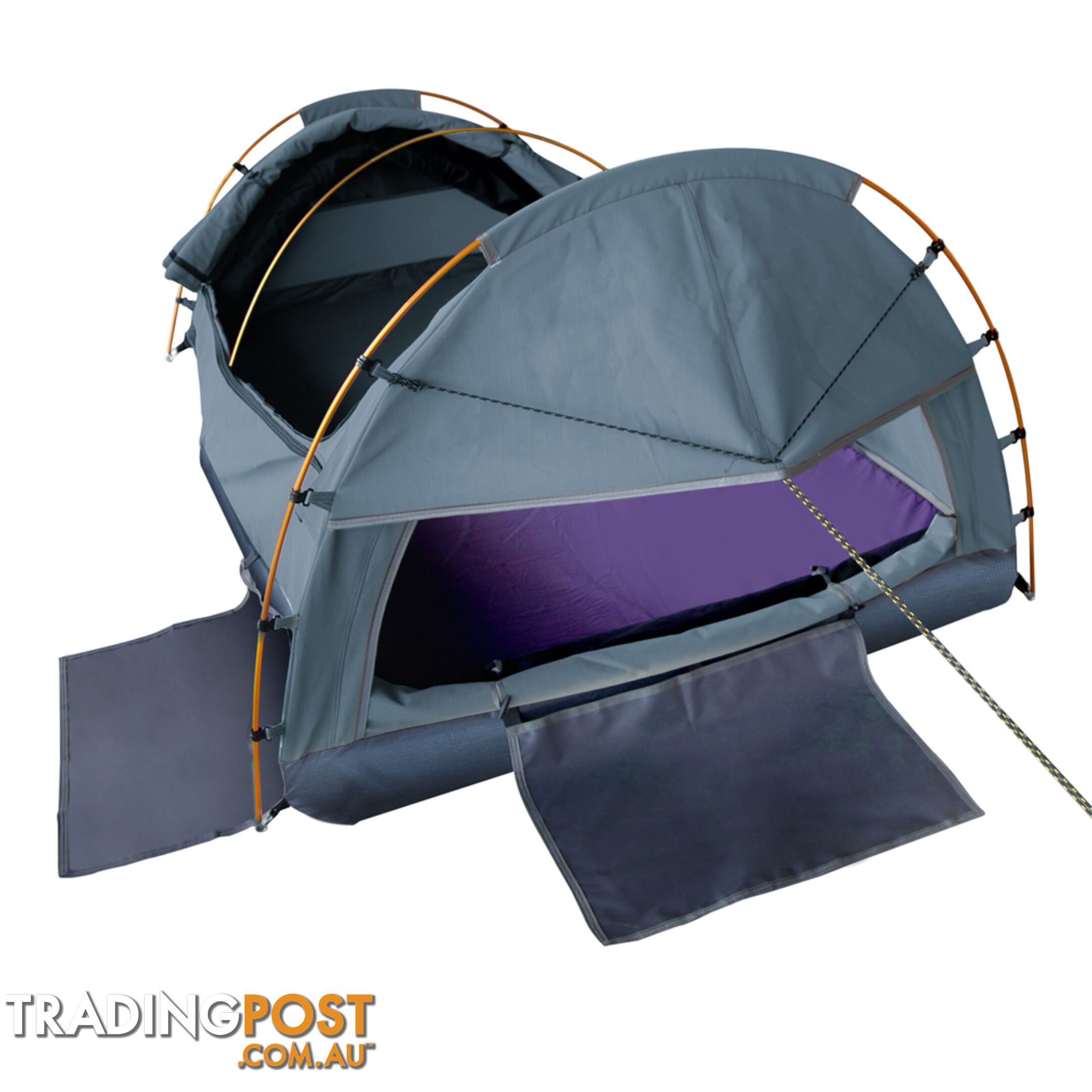 Double Canvas Camping Swag Tent Navy w/ Air Pillow