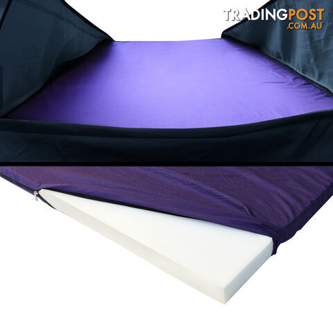 Double Canvas Camping Swag Tent Navy w/ Air Pillow