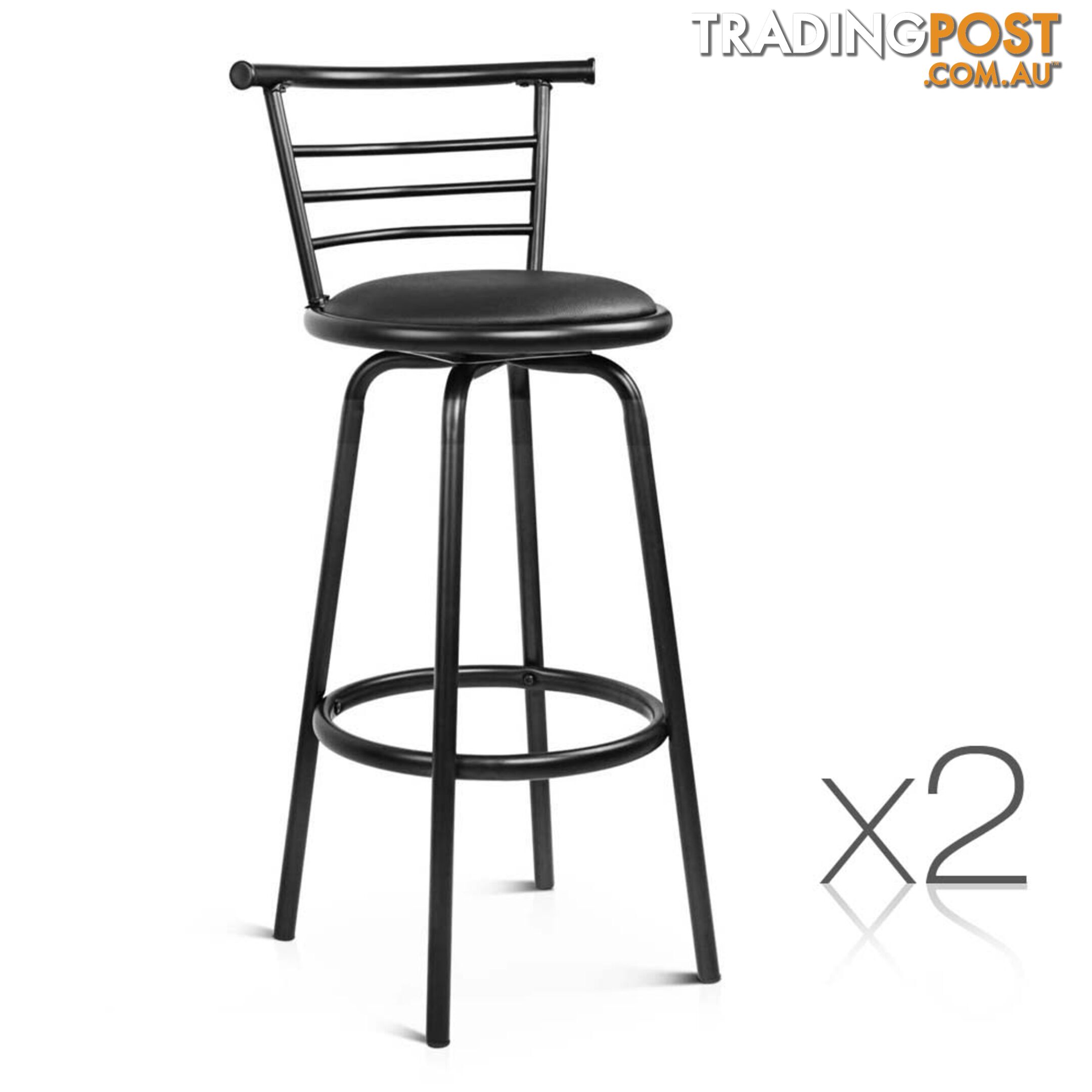 Set of 2 360ëSwivel Bar Stool - Black