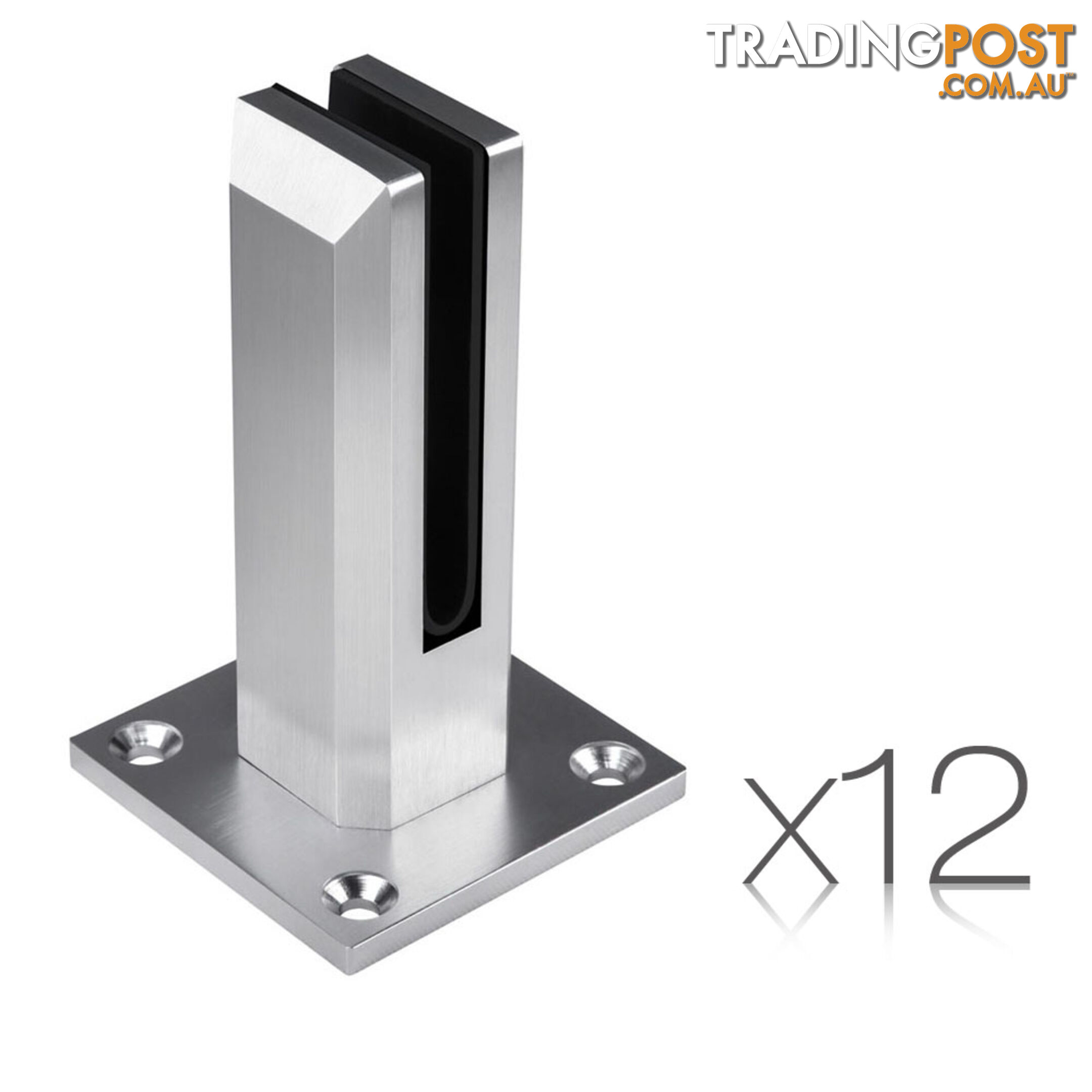 Set of 12 Frameless Glass Spigots Fencing Mount Square