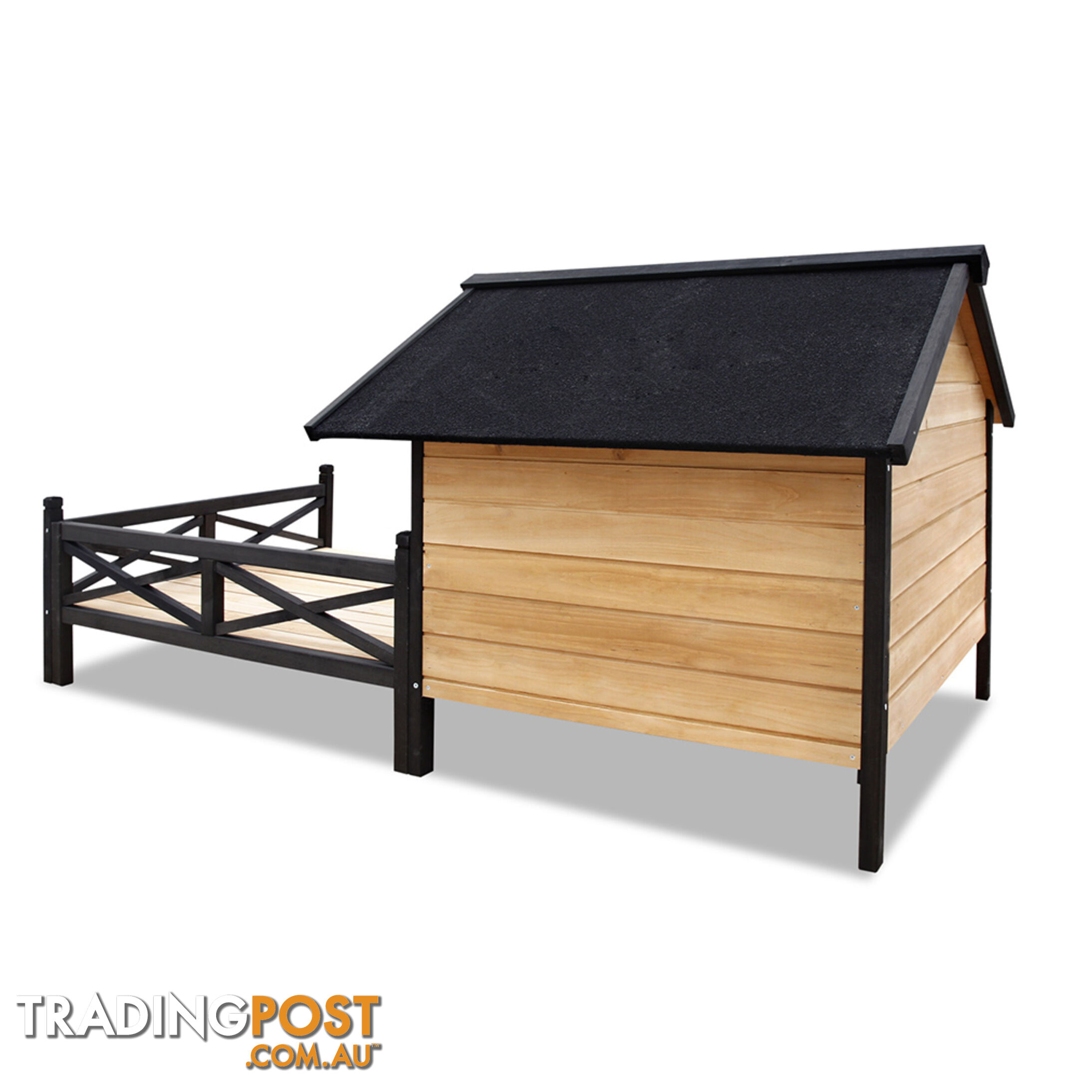 Dog Kennel with Patio - Black