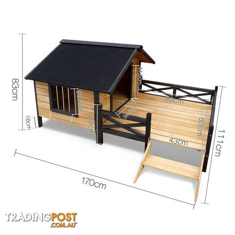 Dog Kennel with Patio - Black