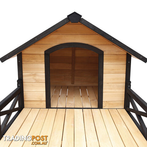 Dog Kennel with Patio - Black