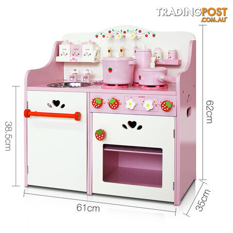 Children Wooden Kitchen Play Set Pink - photo 2 of 10