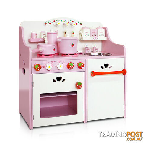 Children Wooden Kitchen Play Set Pink