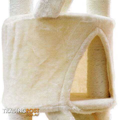 Multi Level Cat Scratching Poles Tree w/ Ladder Beige - photo 5 of 7
